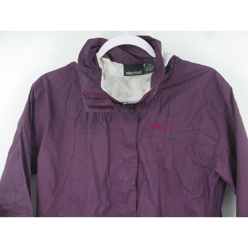 Marmot Jacket Purple Hooded Rain Windbreaker Full Zip Hiking Women's Large